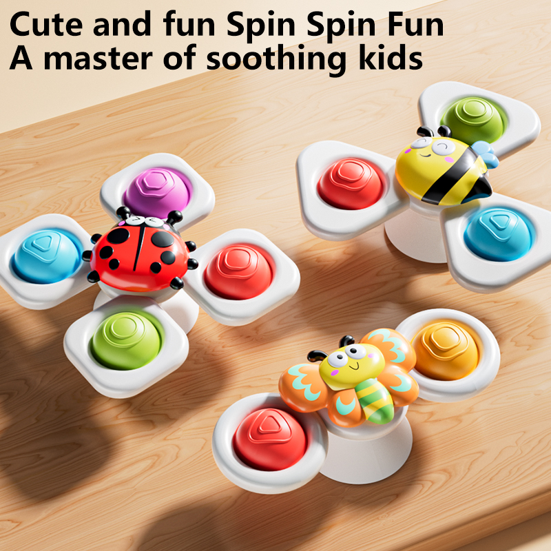 Kids Educational Watch - 3pcs/Set Suction Cup Spinning Top Cartoon