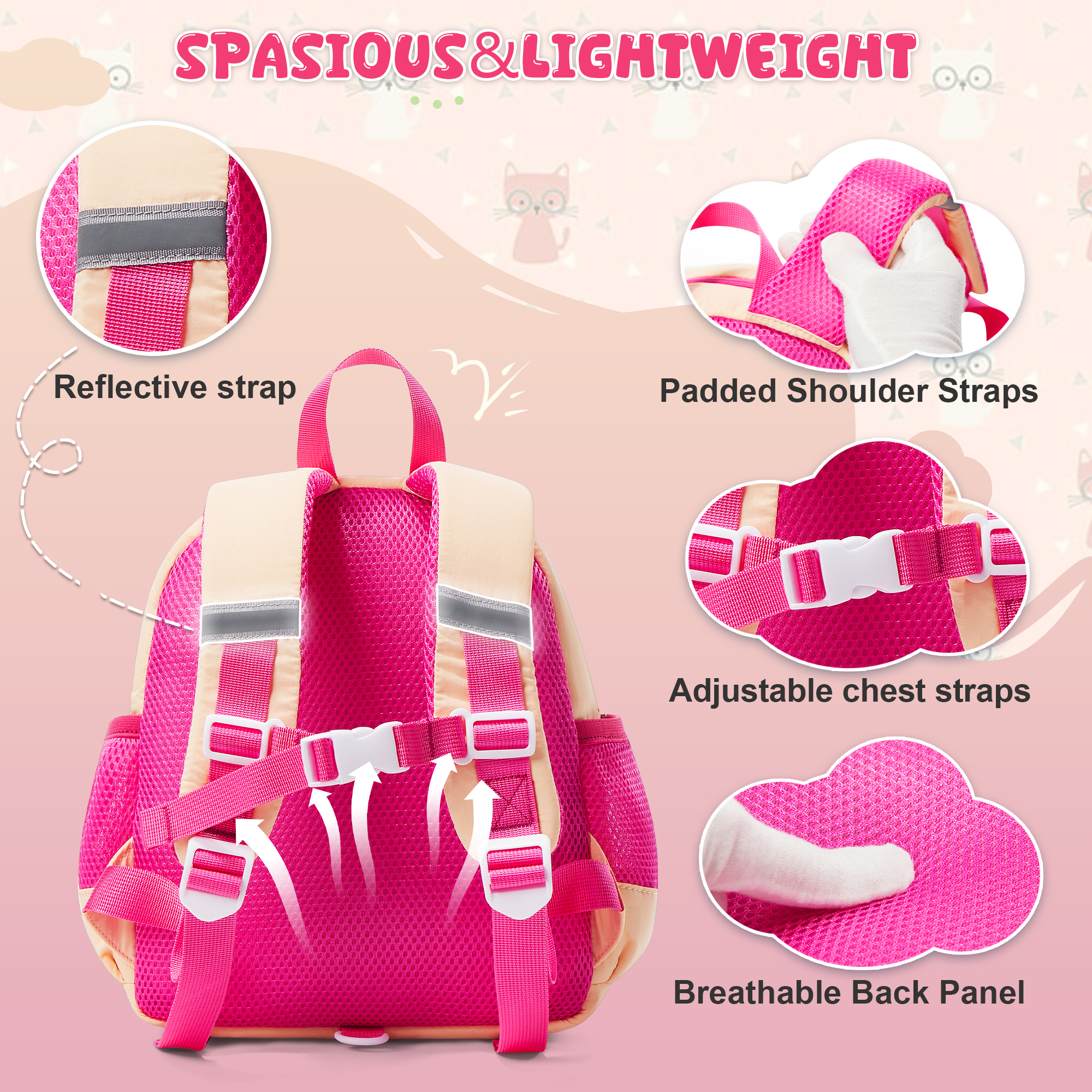 Cute Cat Pattern Backpack Chil - огляд і ціна Kids Education School