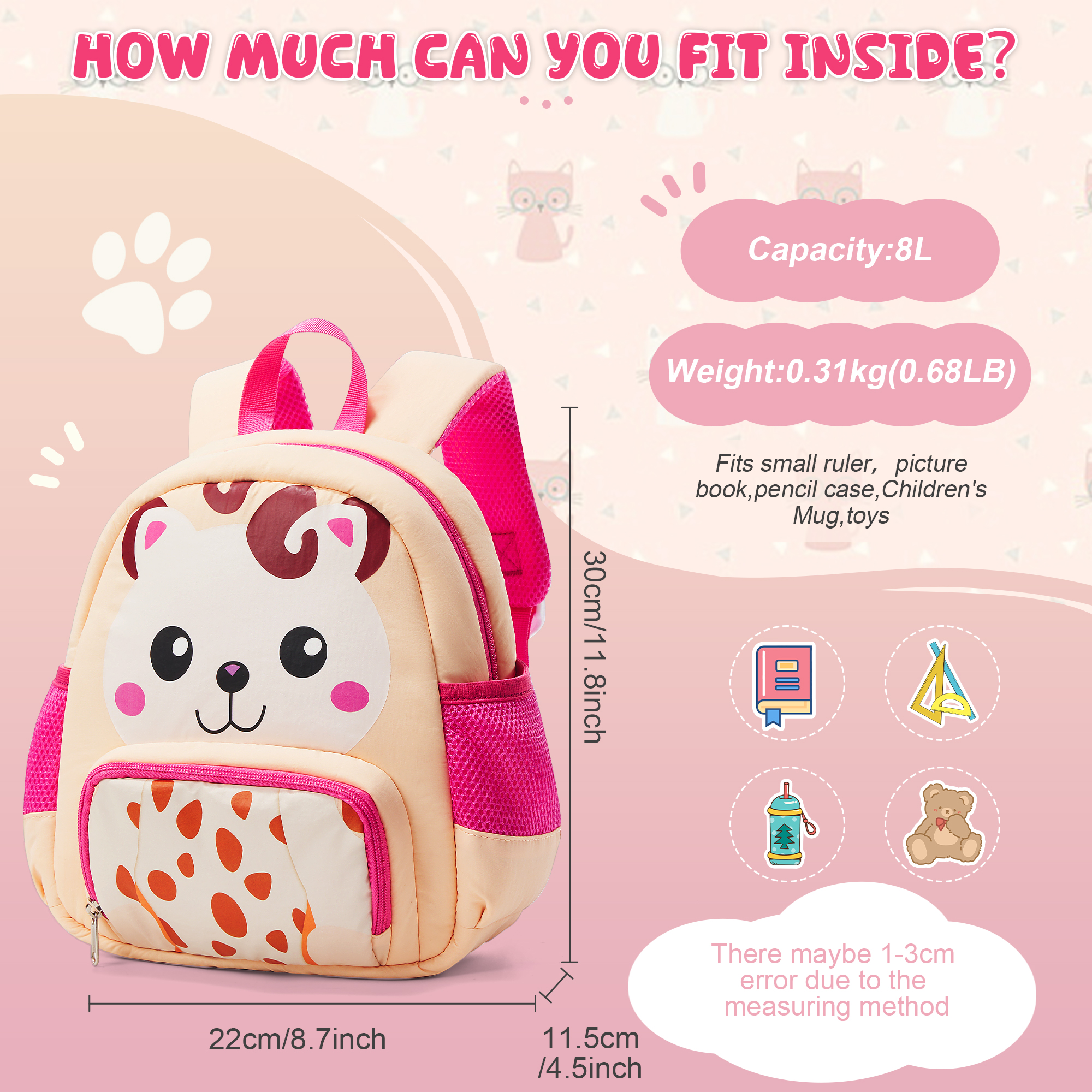 Cute Cat Pattern Backpack Chil - огляд і ціна Kids Education School